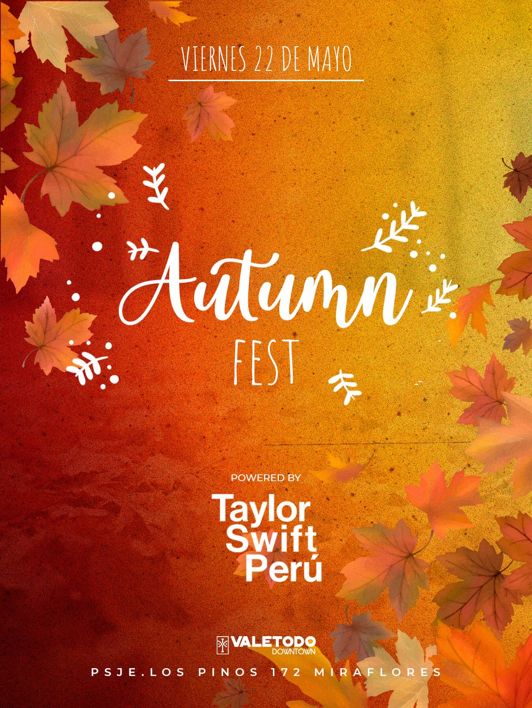 STD
AUTUMN FEST ☀️

FANDOM TAYLOR SWIFT ❤️
9:00 pm - 12:00 am 🔥
